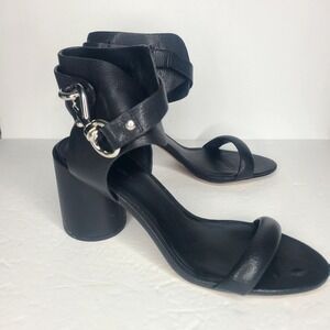 Rebecca Minkoff Malina Ankle Clip Strap Sandal Black Pump Punk Goth Moto US 9.5M